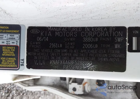 2015 Kia Forte Lx z USA, uszkodzony, nr VIN KNAFX4A68F5288990